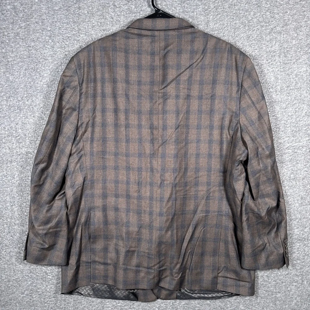 Joseph Abboud Sport Coat Blazer Mens 52R Brown Windowpane E.Thomas 100% Wool USA
